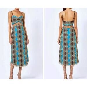 $900 ALEXISSky Dress Green YellowGolden Ring Midi Dress Sz M Cocktail Party